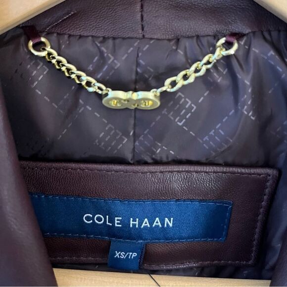 Cole Haan Wing Collar Lambskin Leather Jacket, in Chianti Womens Size XS, NWT - Picture 4 of 12